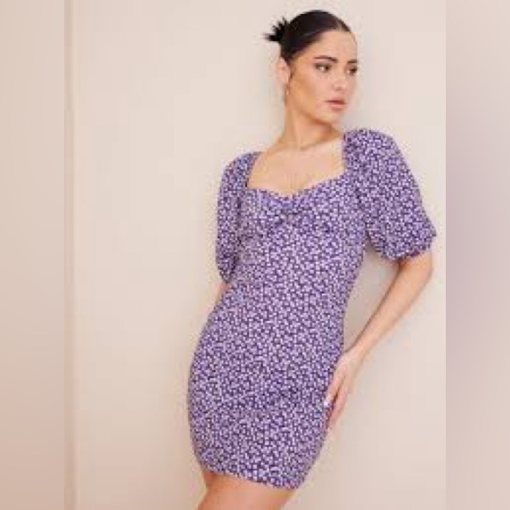 Noisy may Purple Floral Mini Dress